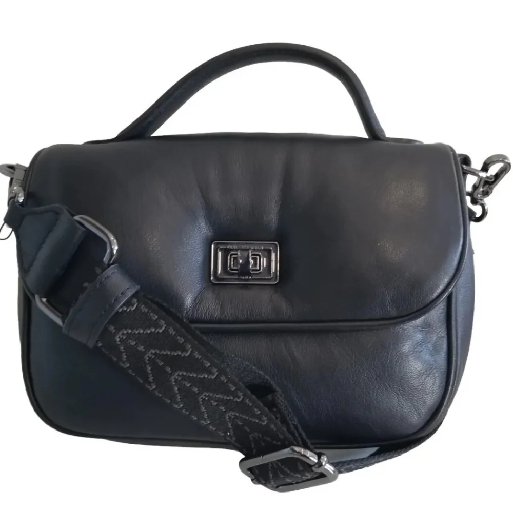 NWT Karl Lagerfeld Paris Cloudine RARE Crossbody 100% Leather Black MSRP $248